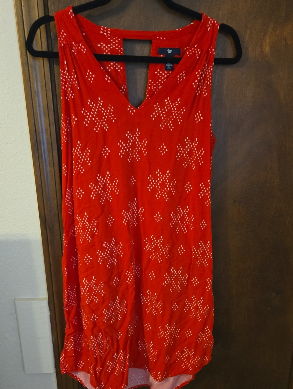 GAP Red Sleeveless V-Neck Star Dot Dress